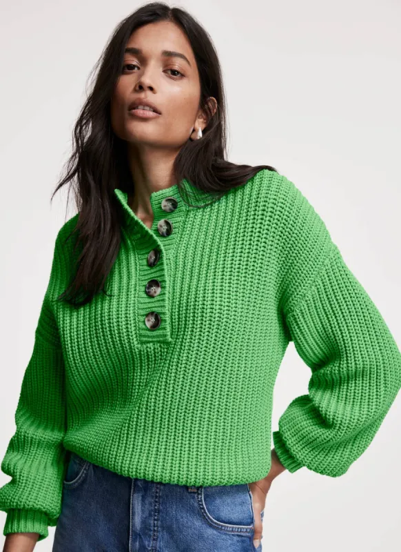 Green Button Detail Jumper sold by Mint Velvet