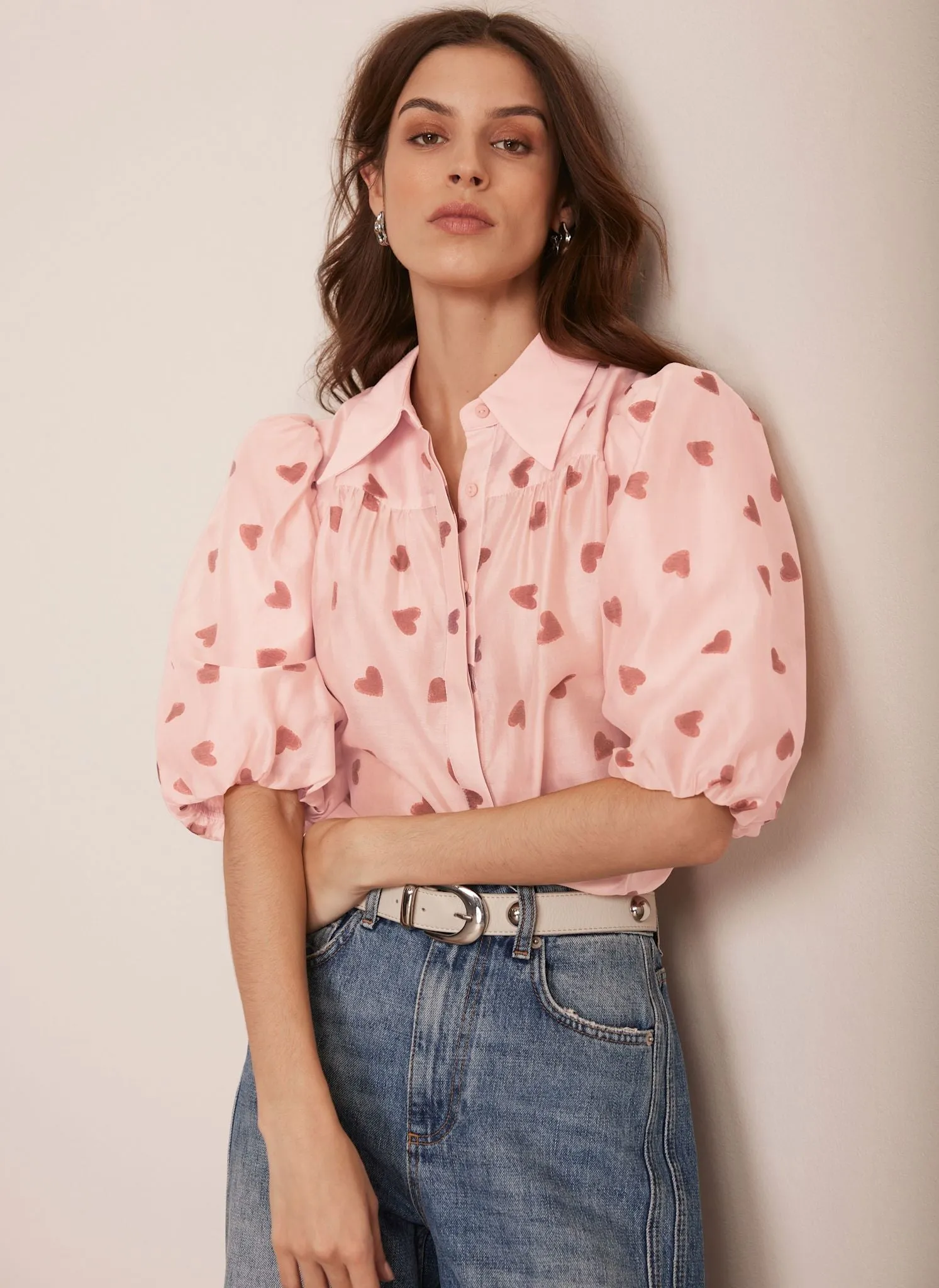 Pink Heart Print Shirt sold by Mint Velvet product image thumbnail 3