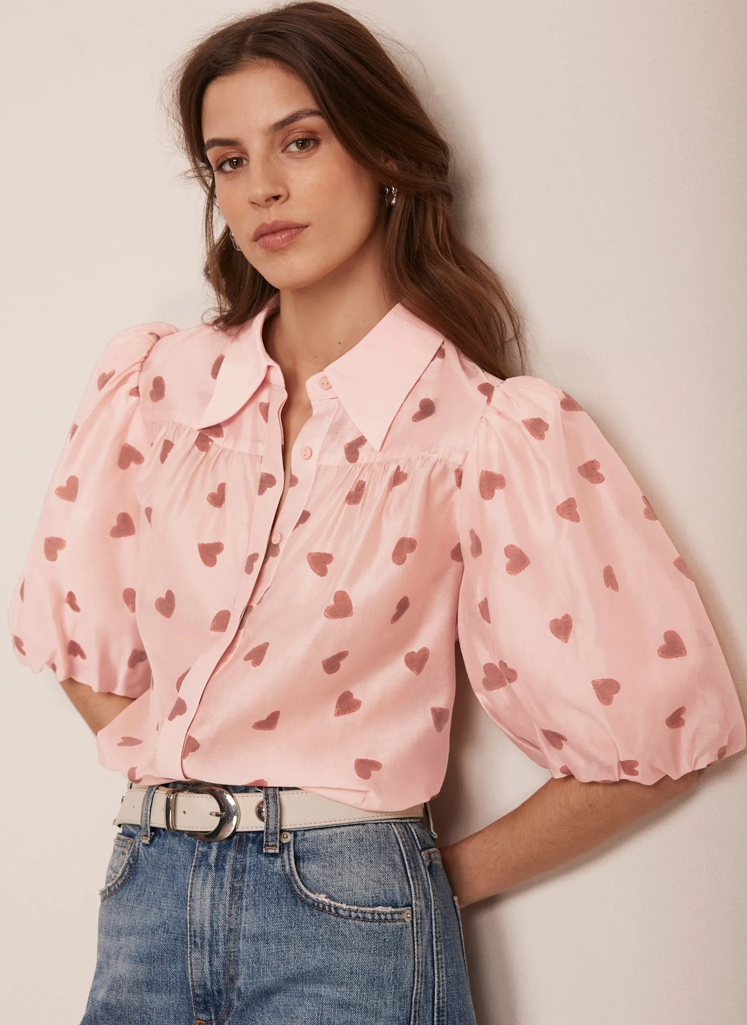 Pink Heart Print Shirt sold by Mint Velvet product image thumbnail 5