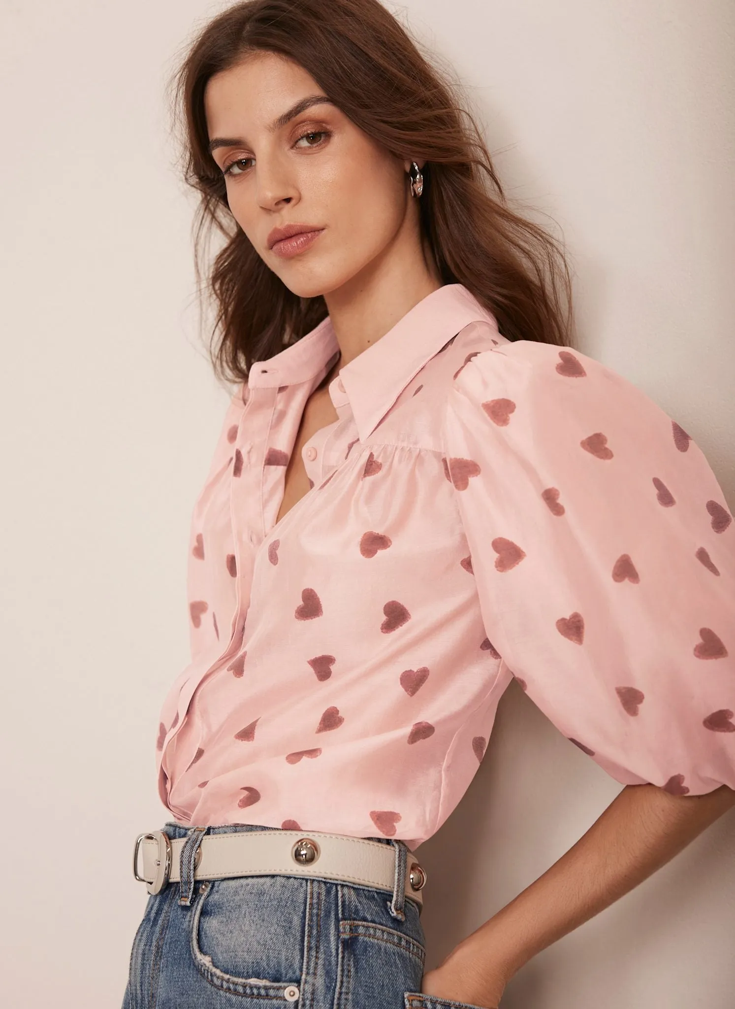 Pink Heart Print Shirt sold by Mint Velvet product image thumbnail 2