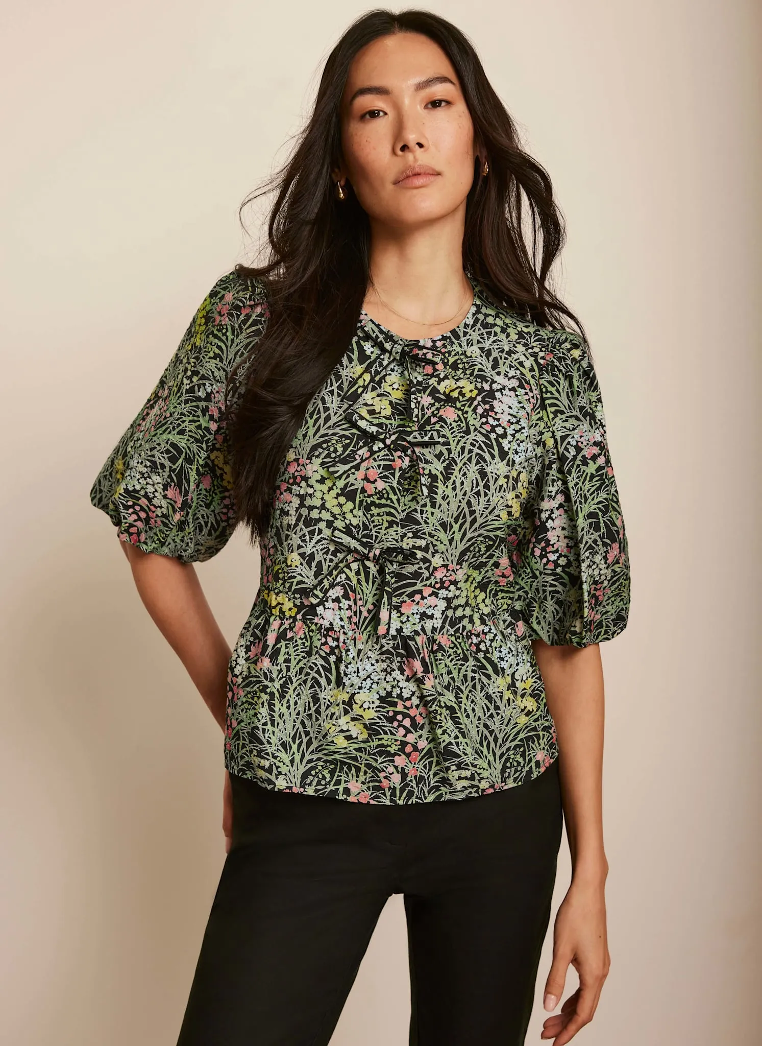 Green Floral Print Tie Top sold by Mint Velvet