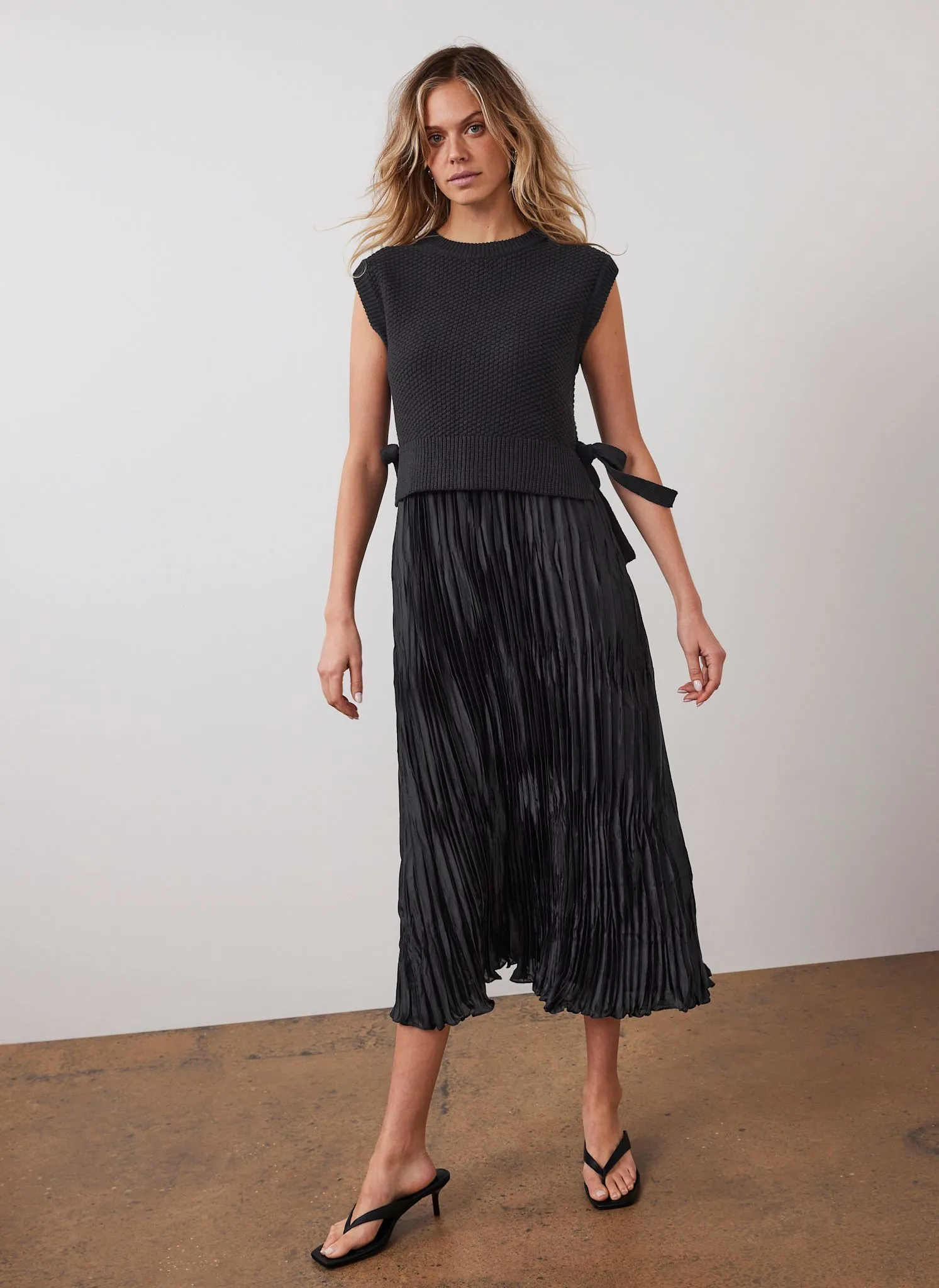 Black Knit Layered Midi Dress sold by Mint Velvet