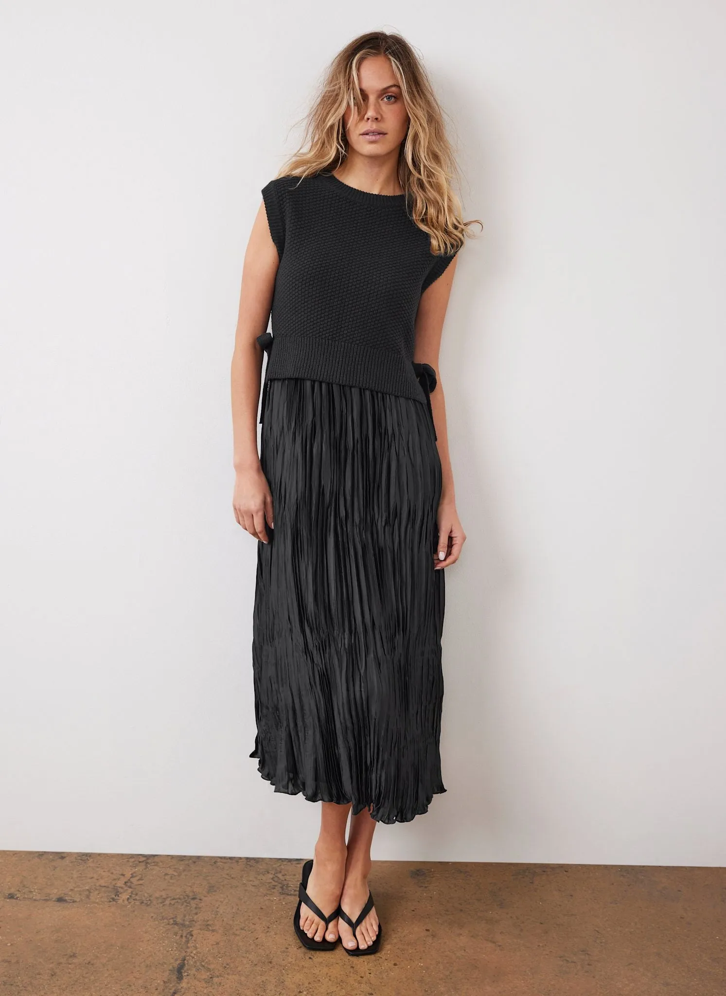 Black Knit Layered Midi Dress sold by Mint Velvet product image thumbnail 4