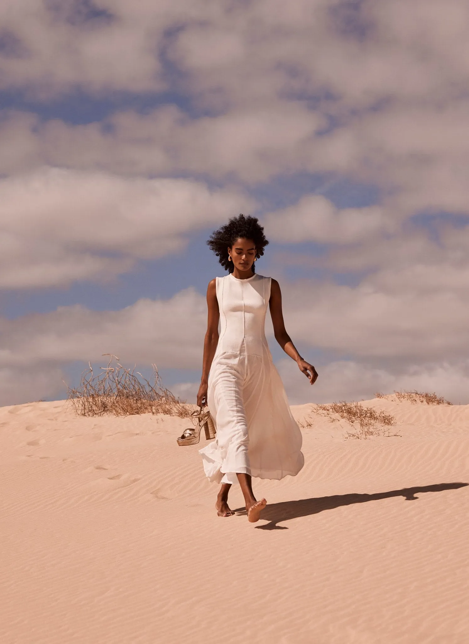 Cream Cotton Drop Waist Maxi Dress sold by Mint Velvet product image thumbnail 3