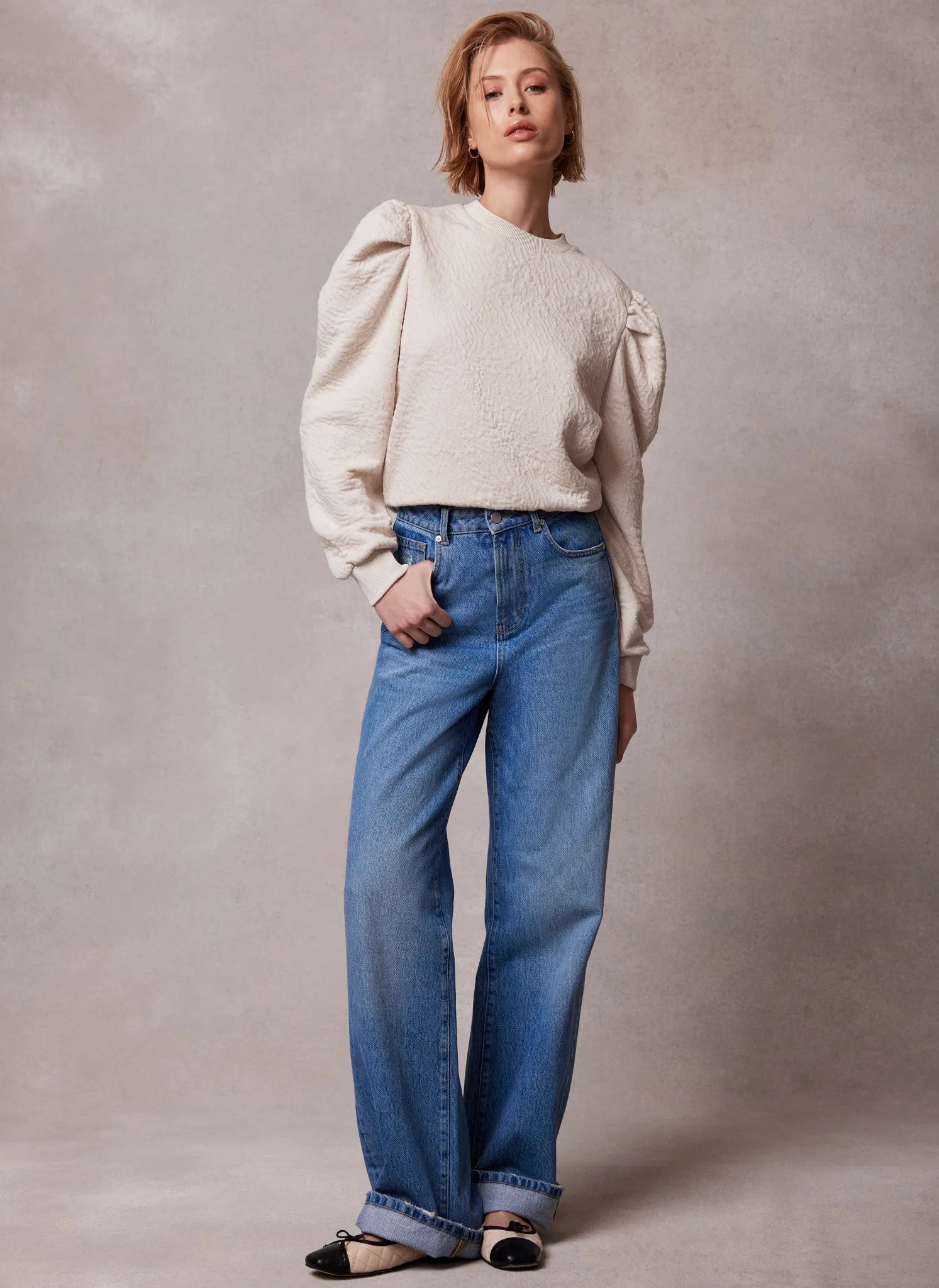 Neutral Puff Sleeve Sweatshirt sold by Mint Velvet product image thumbnail 3