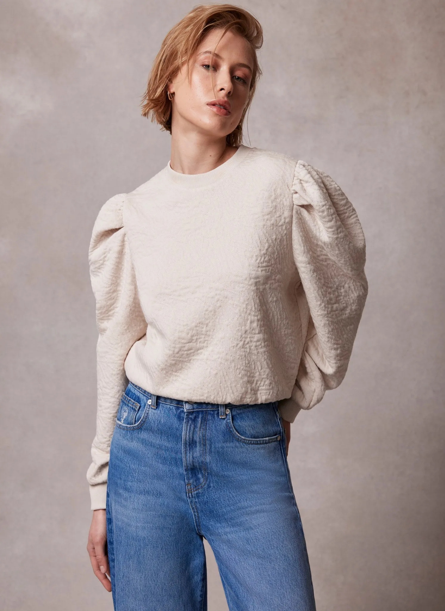 Neutral Puff Sleeve Sweatshirt sold by Mint Velvet product image thumbnail 2