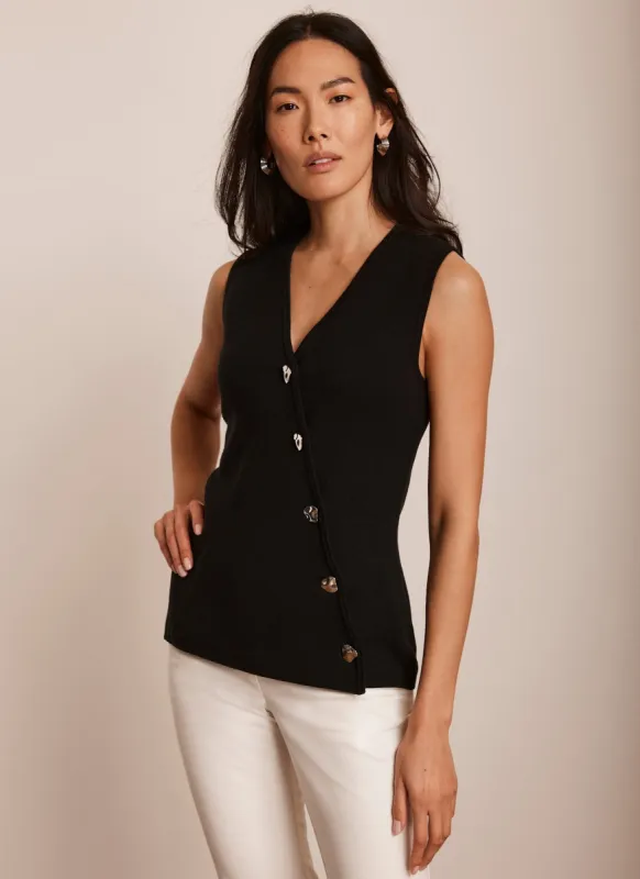 Black Asymmetric Knit Waistcoat sold by Mint Velvet