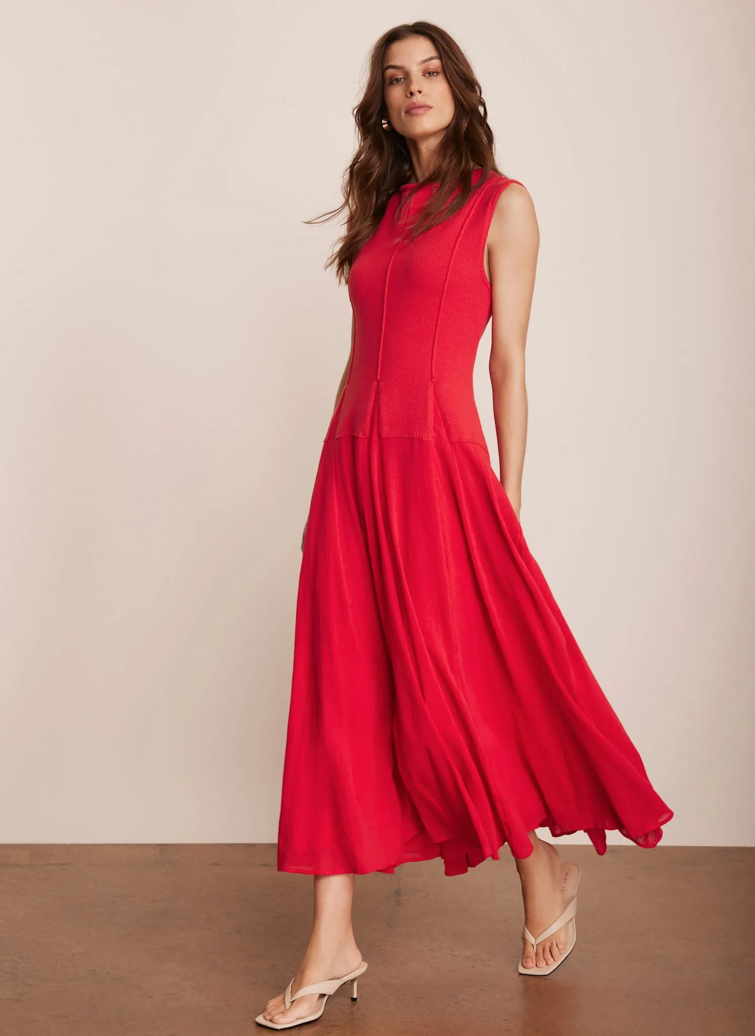 Red Cotton Drop Waist Maxi Dress sold by Mint Velvet product image thumbnail 4