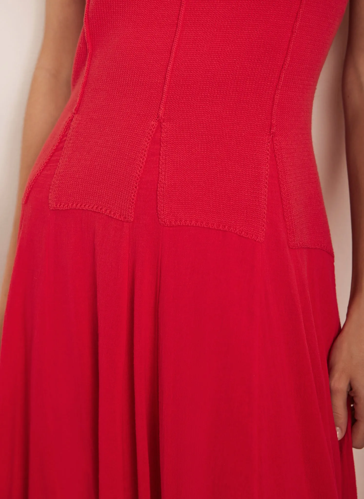Red Cotton Drop Waist Maxi Dress sold by Mint Velvet product image thumbnail 5