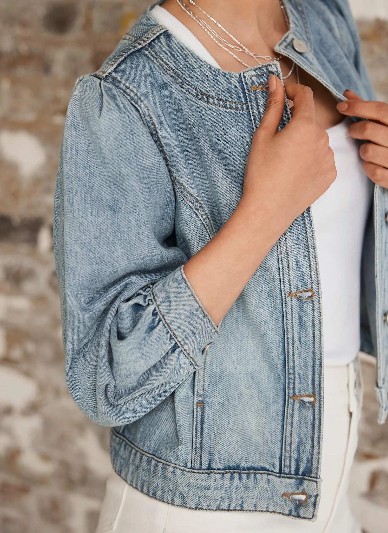 Indigo Puff Sleeve Denim Jacket sold by Mint Velvet product image thumbnail 4