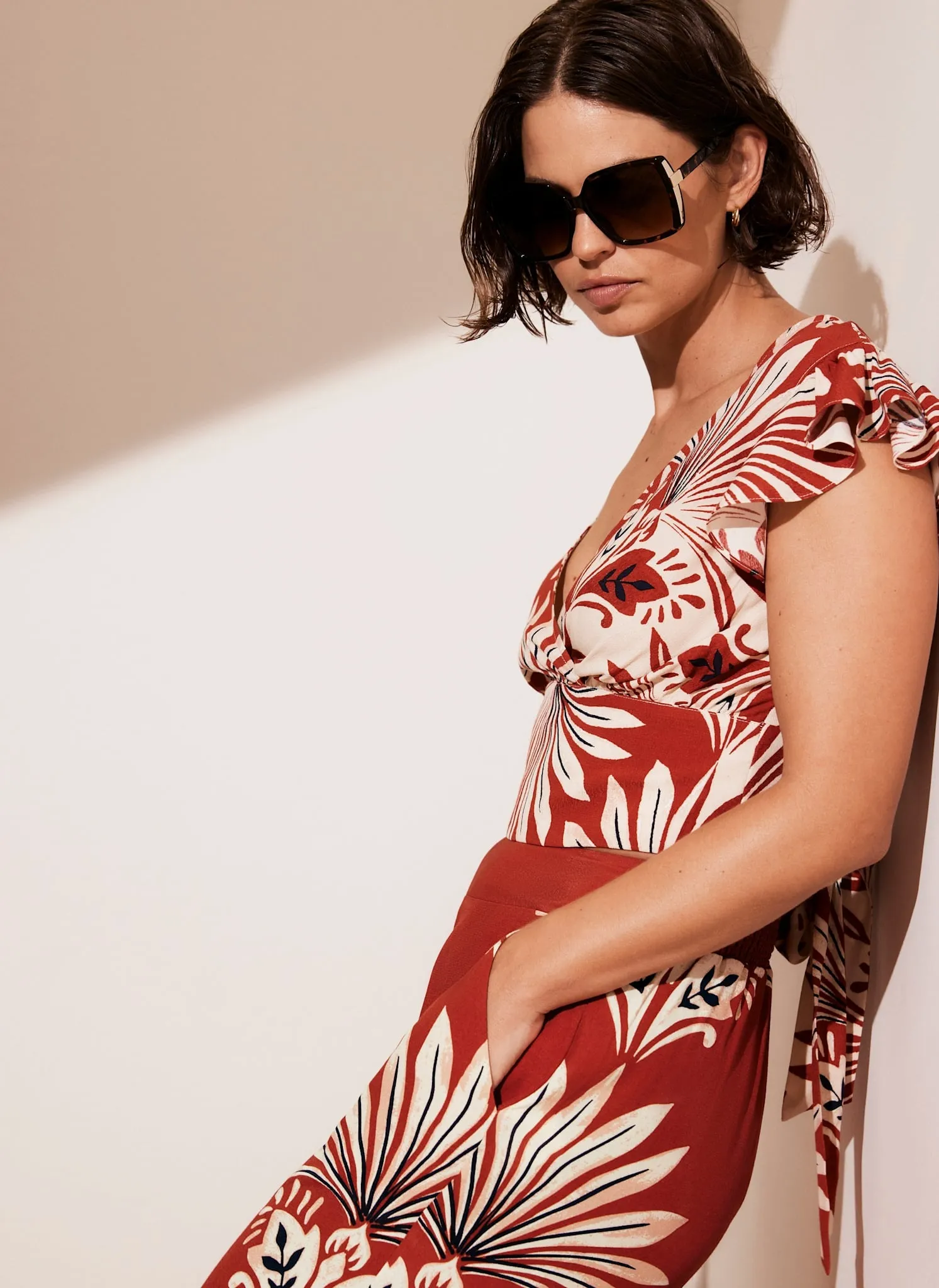 Orange Print Wrap Top sold by Mint Velvet product image thumbnail 2