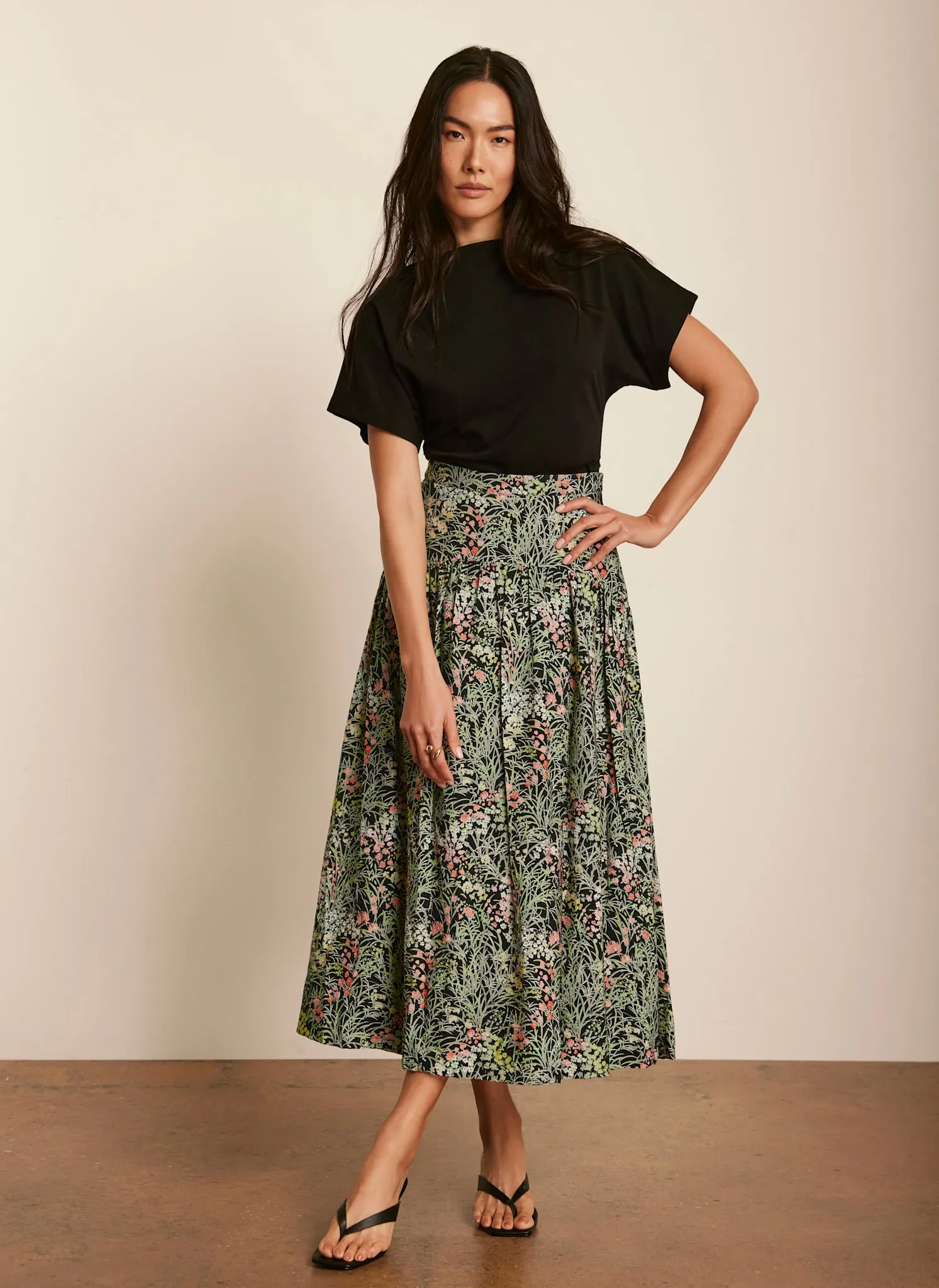 Green Floral Print Midi Skirt sold by Mint Velvet product image thumbnail 3