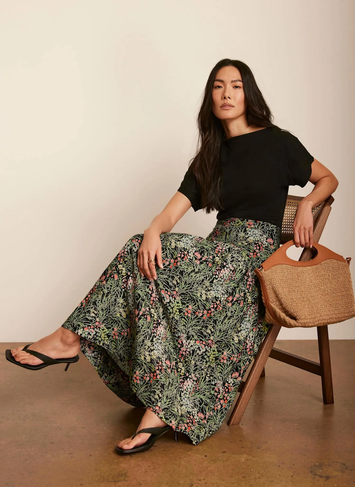 Green Floral Print Midi Skirt sold by Mint Velvet product image thumbnail 2