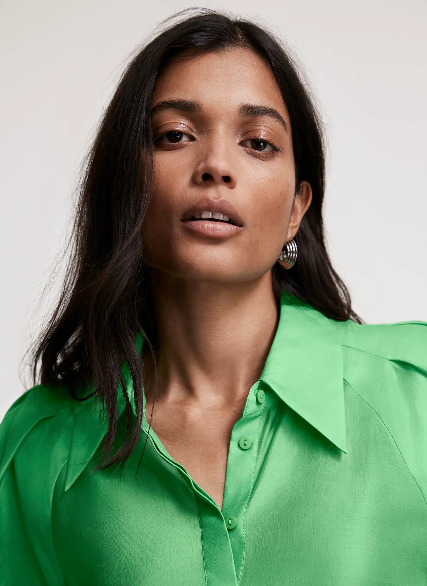 Green Sheer Puff Sleeve Shirt sold by Mint Velvet product image thumbnail 4