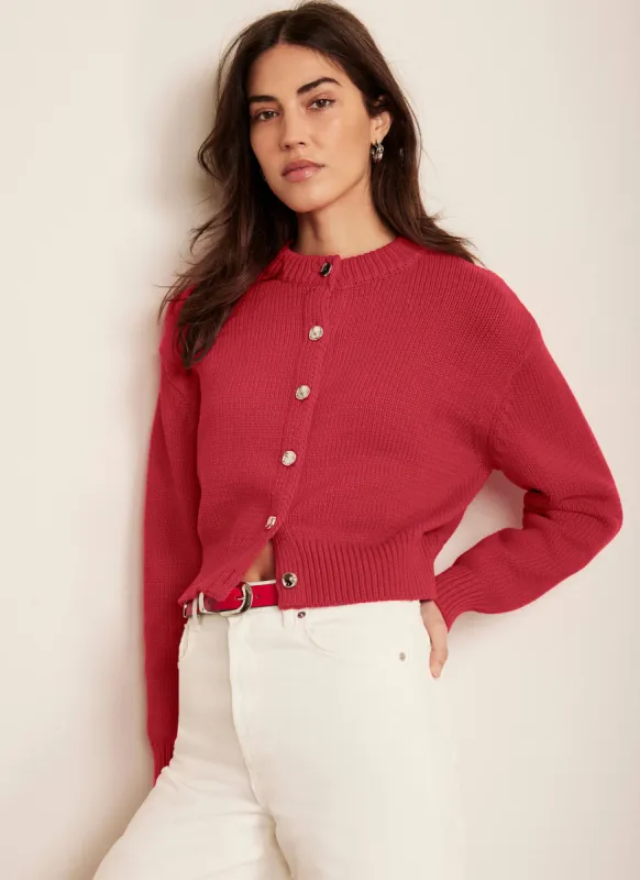 Red Cotton Fitted Cardigan made by Mint Velvet