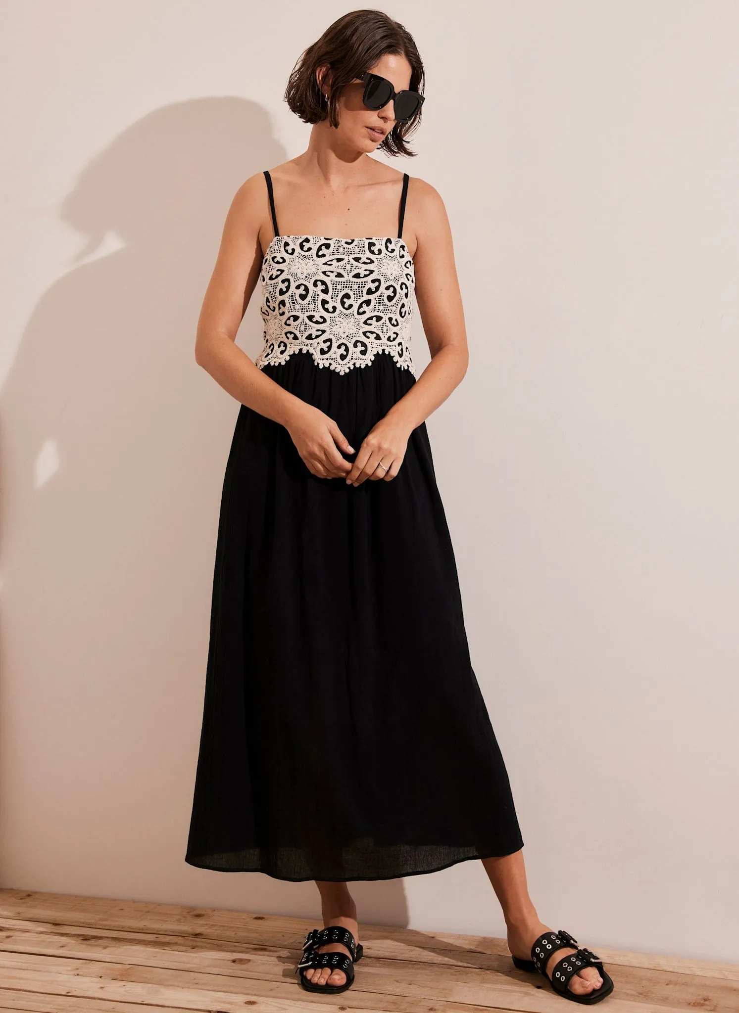 Black Crochet Trim Maxi Dress sold by Mint Velvet product image thumbnail 3