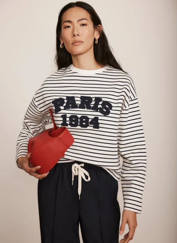White Striped Paris Slogan Top sold by Mint Velvet
