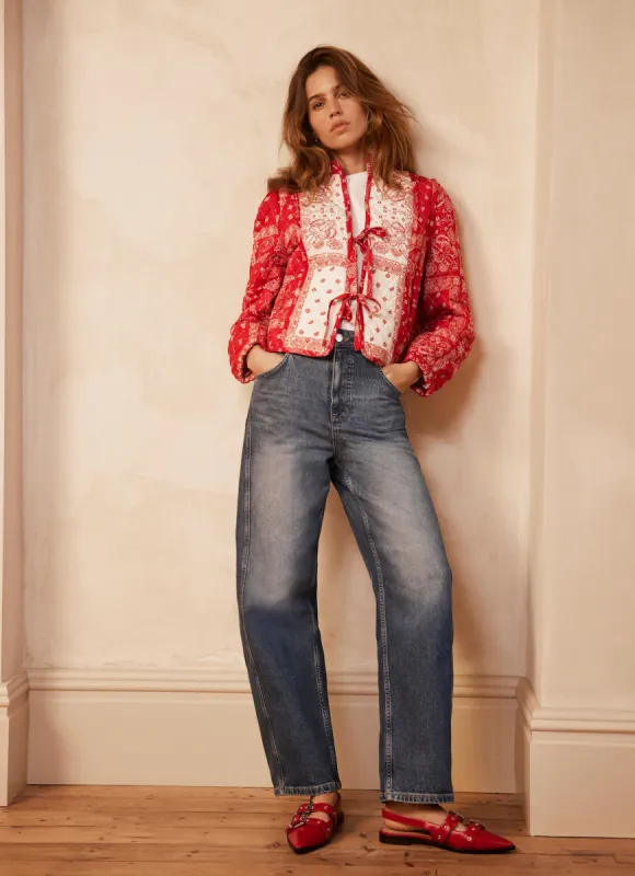 Red Paisley Print Quilted Jacket sold by Mint Velvet