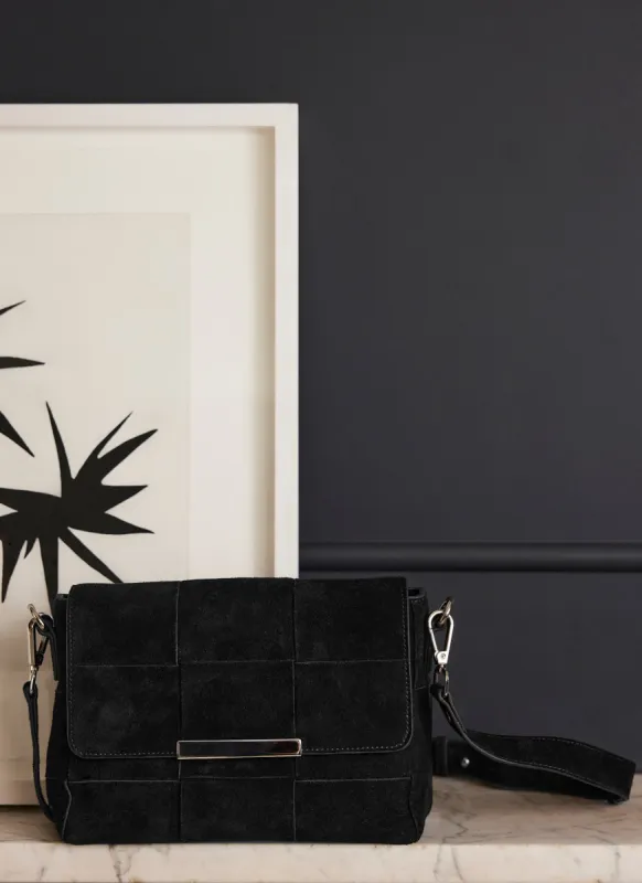 Lara Grey Woven Suede Cross Body Bag sold by Mint Velvet