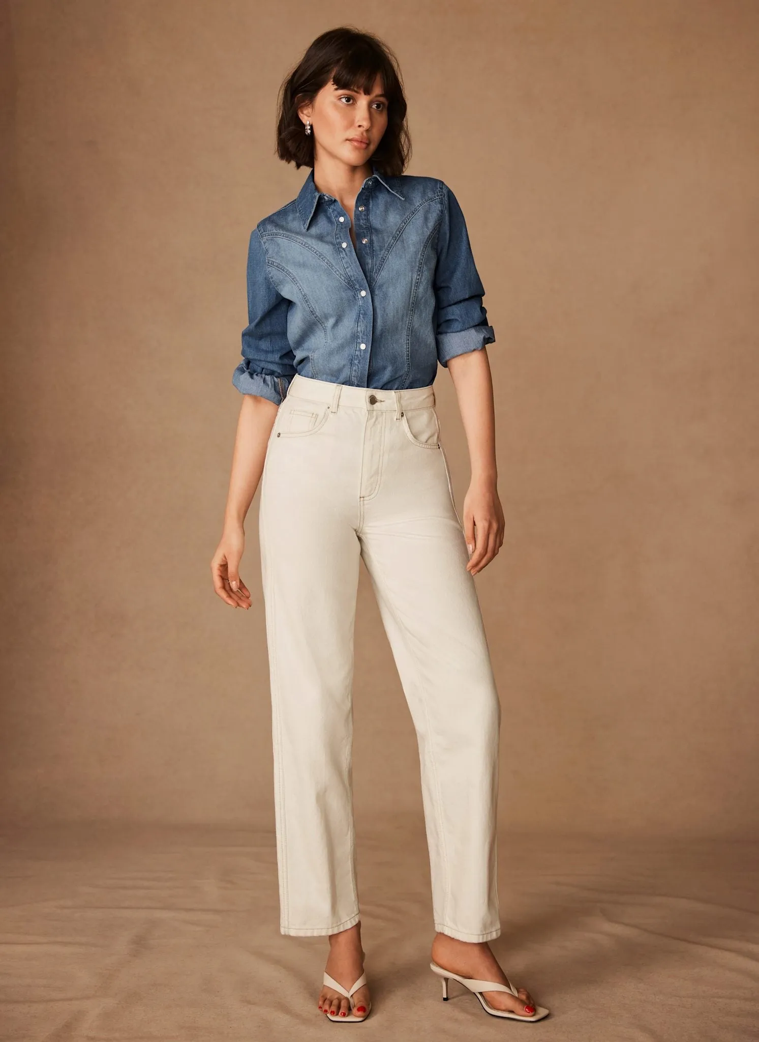 White Relaxed Tapered Boyfriend Jeans sold by Mint Velvet