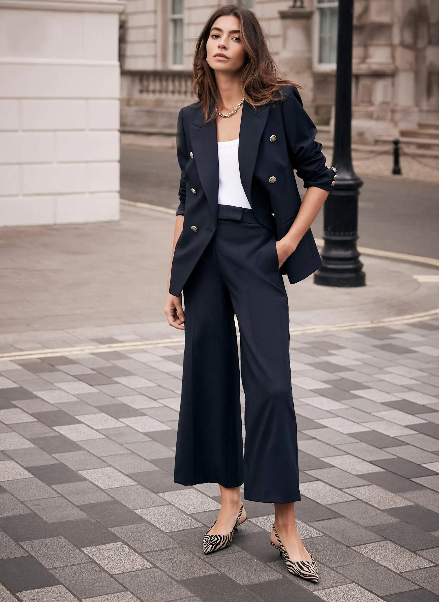 Navy Pleated Cropped Trousers sold by Mint Velvet product image thumbnail 4