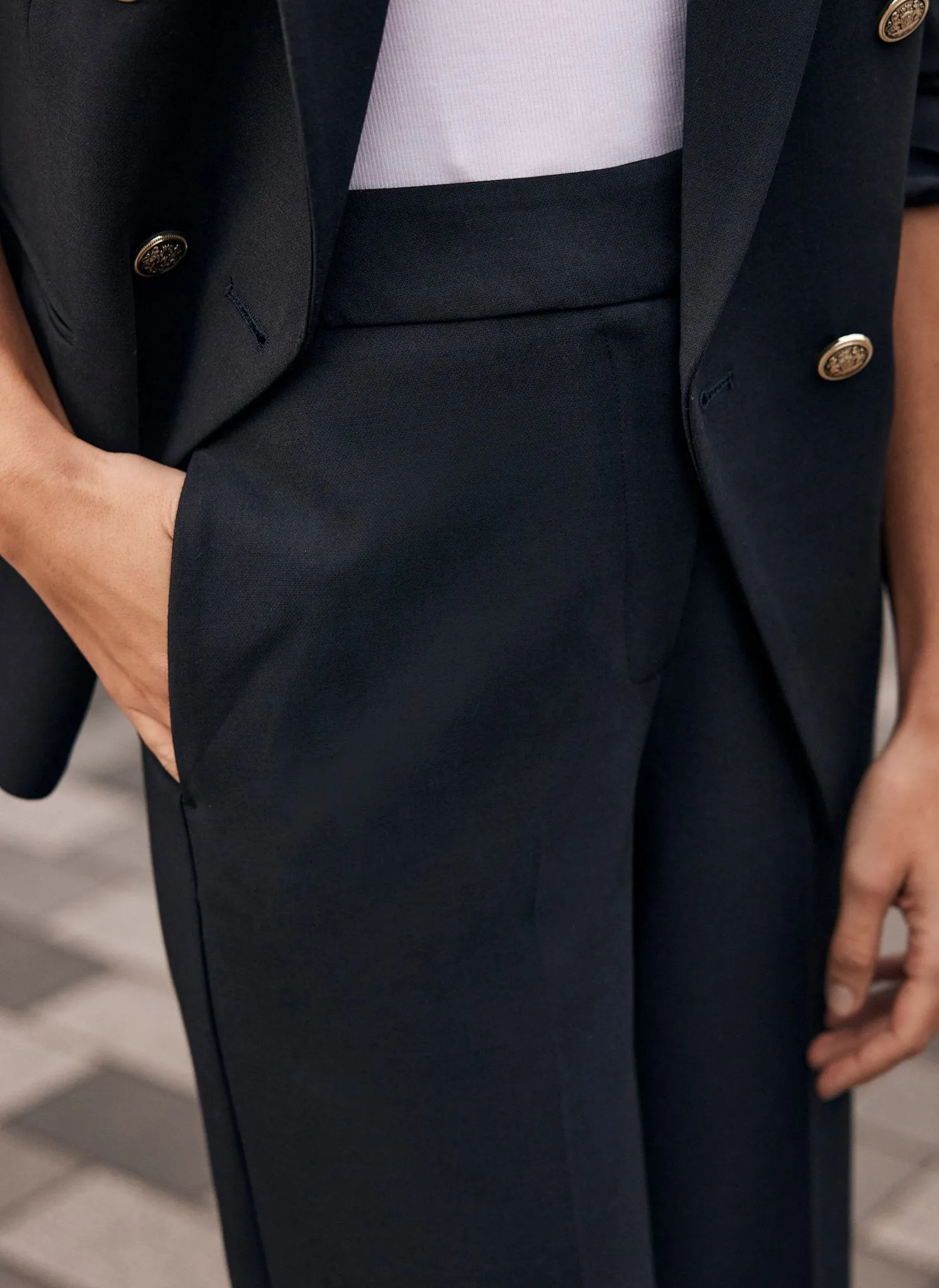 Navy Pleated Cropped Trousers sold by Mint Velvet product image thumbnail 3