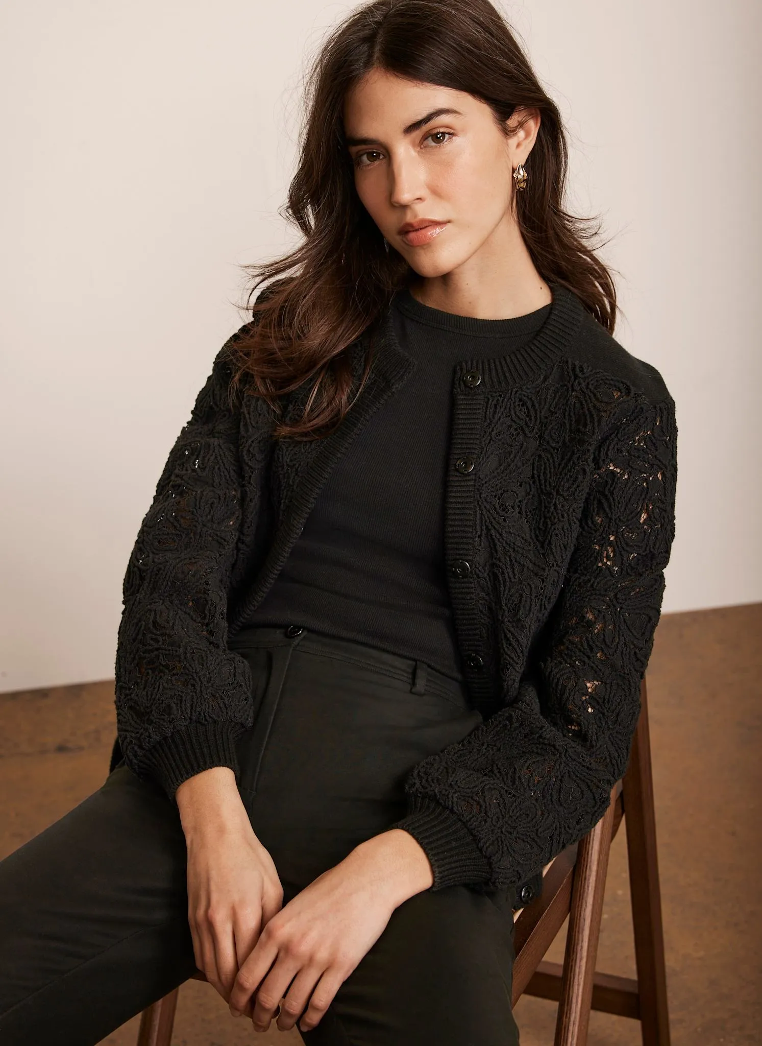 Black Lace Mix Bomber Jacket sold by Mint Velvet