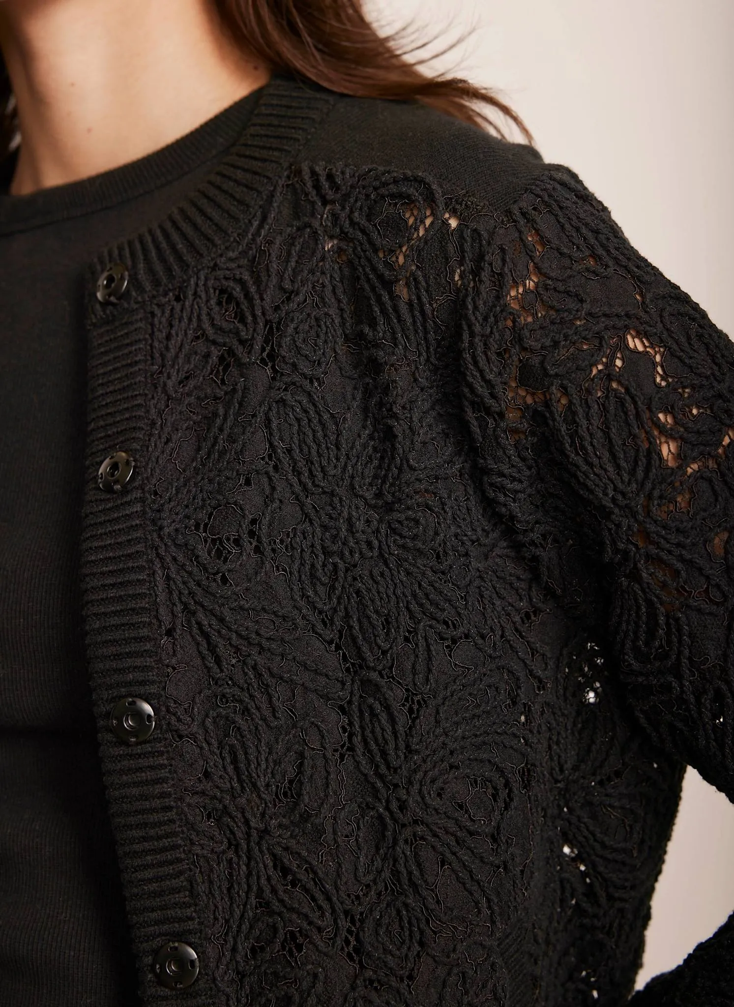 Black Lace Mix Bomber Jacket sold by Mint Velvet product image thumbnail 3