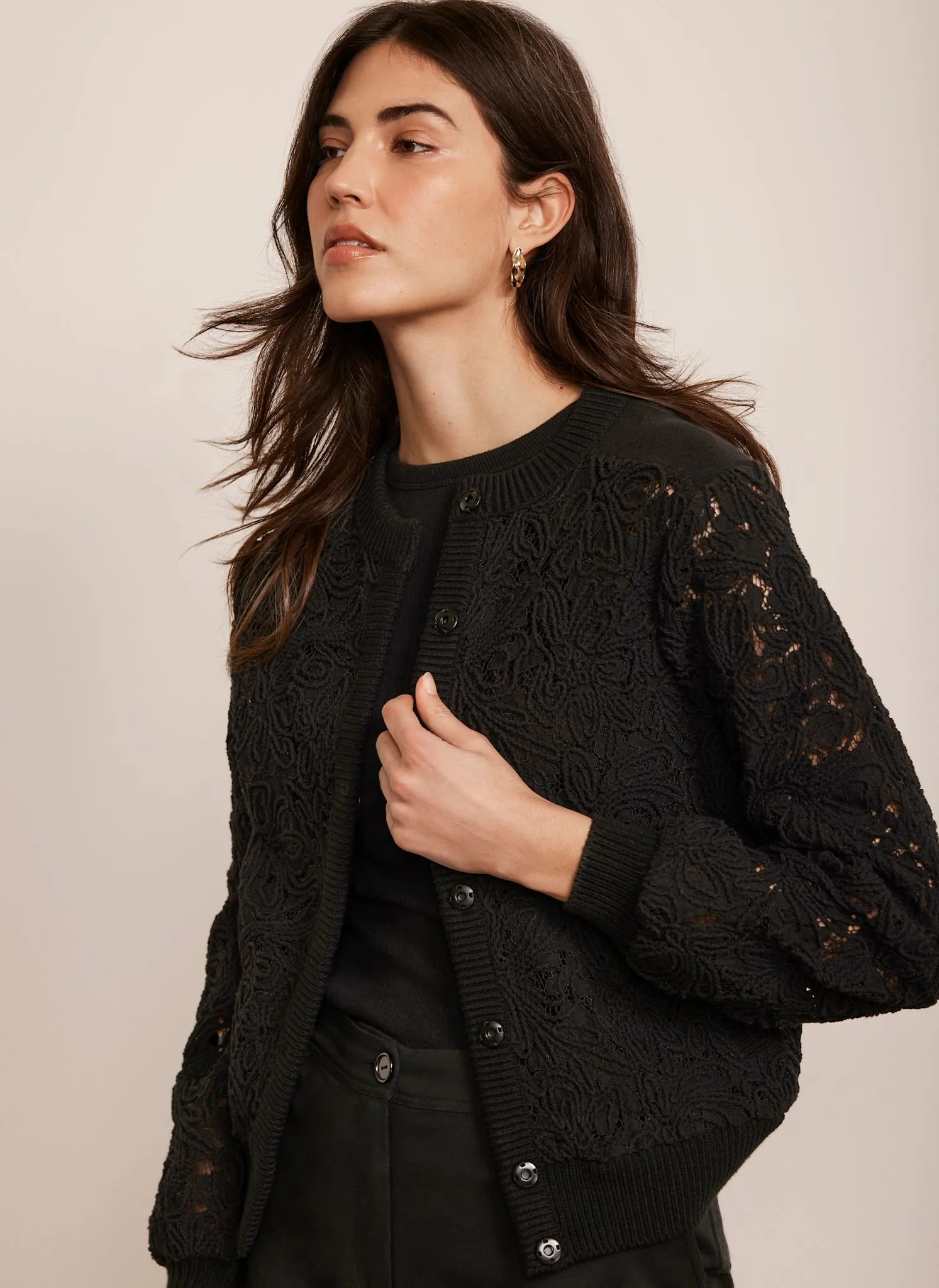 Black Lace Mix Bomber Jacket sold by Mint Velvet product image thumbnail 5