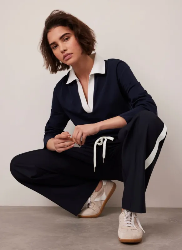 Navy Long Sleeve Polo Top sold by Mint Velvet