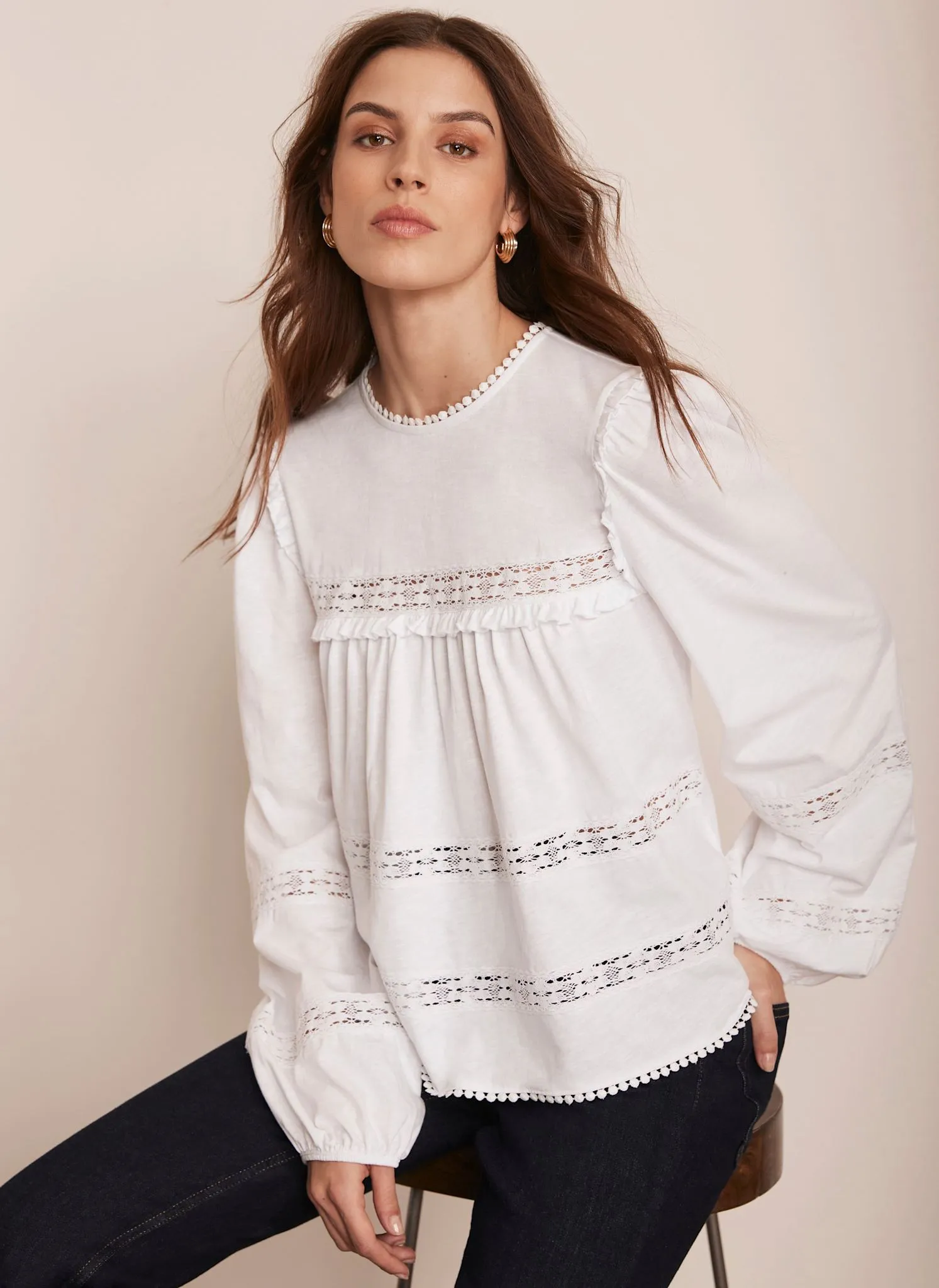 White Lace Trim Blouse sold by Mint Velvet product image thumbnail 2