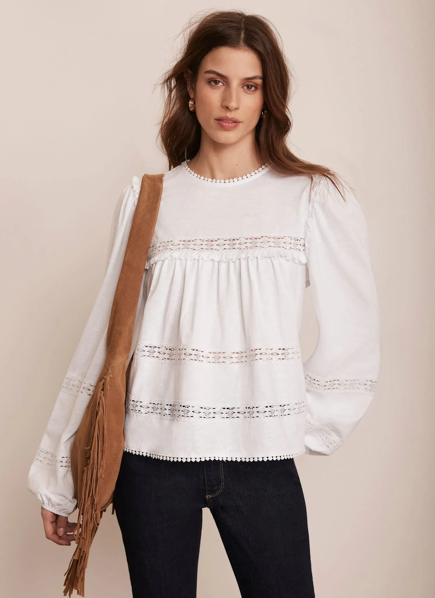 White Lace Trim Blouse sold by Mint Velvet