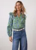 Green Floral Print Ruffle Blouse sold by Mint Velvet