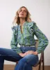 Green Floral Print Ruffle Blouse sold by Mint Velvet