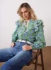 Green Floral Print Ruffle Blouse sold by Mint Velvet