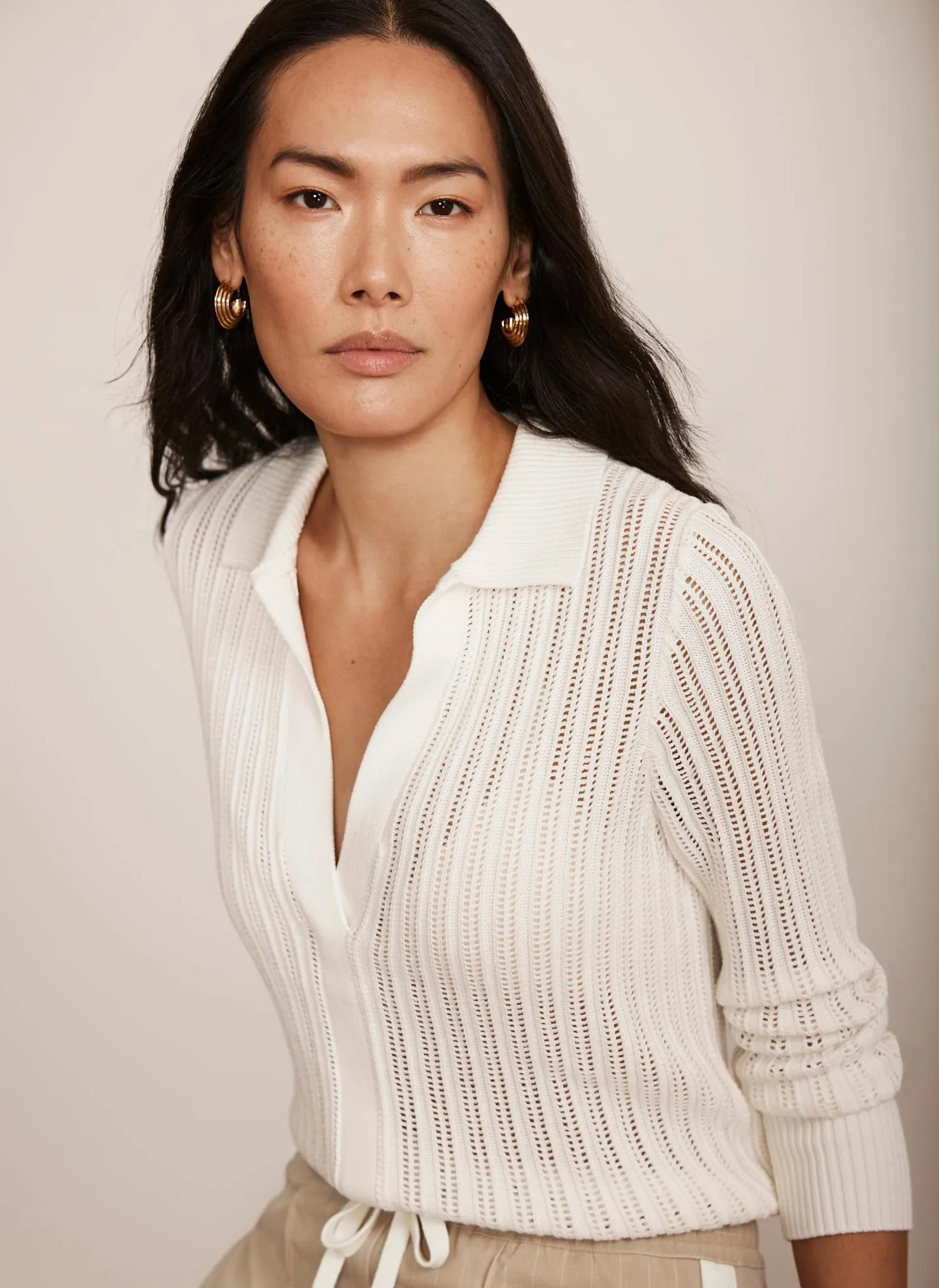 White Cotton Blend Polo Top sold by Mint Velvet product image thumbnail 3