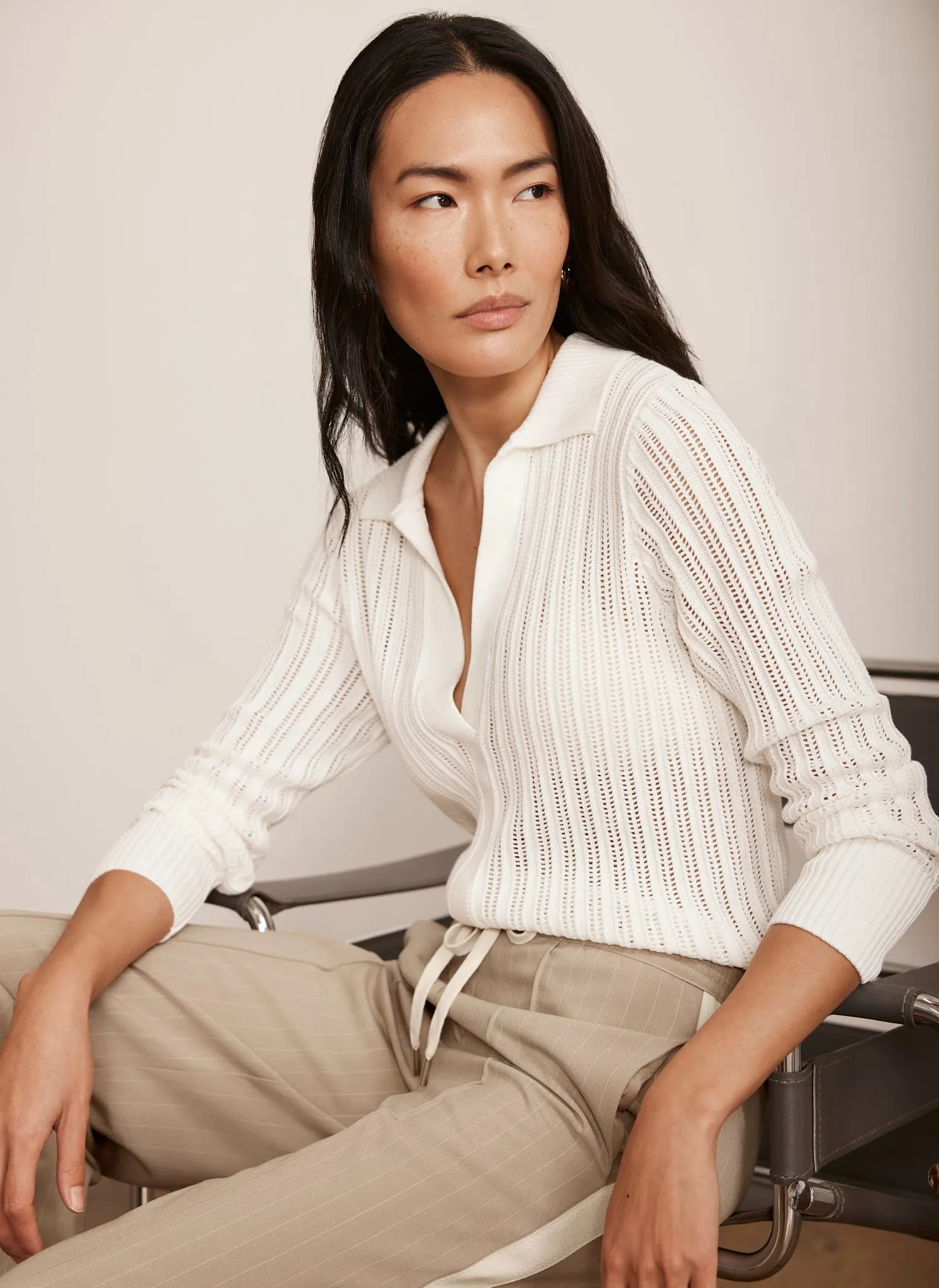 White Cotton Blend Polo Top sold by Mint Velvet product image thumbnail 2