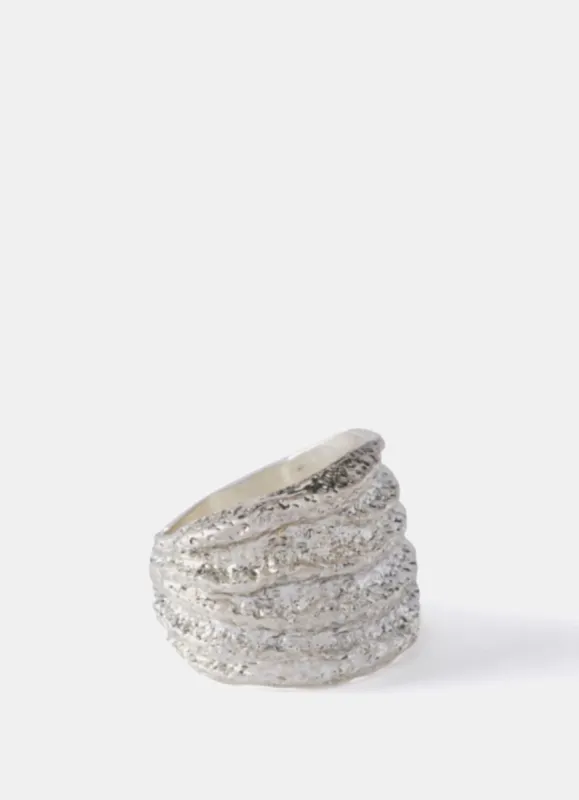 Silver Tone Hammered Ring sold by Mint Velvet