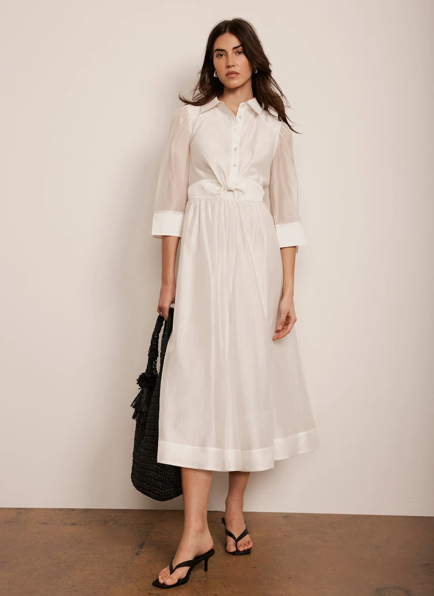 White Twist Detail Midi Dress sold by Mint Velvet