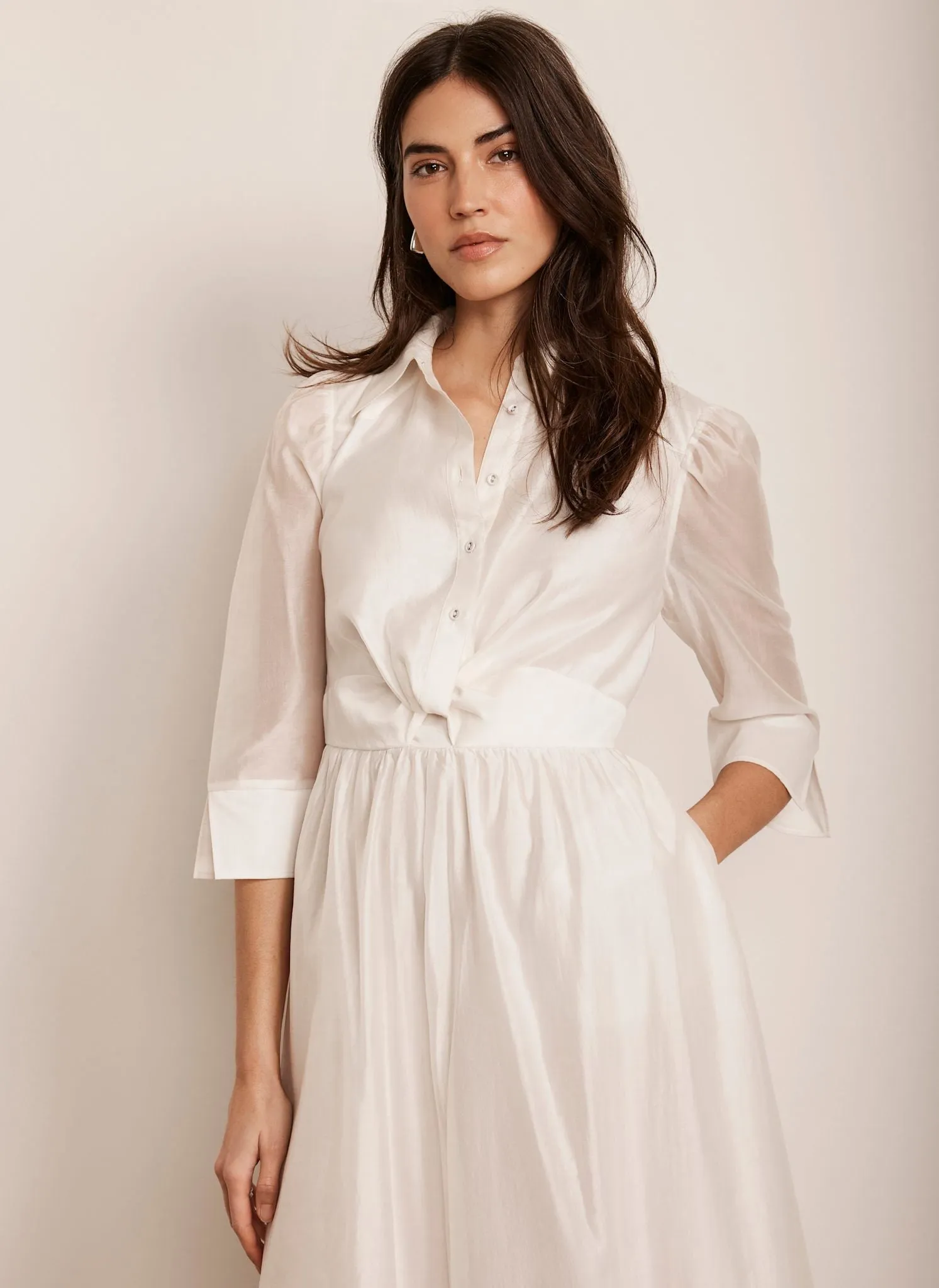 White Twist Detail Midi Dress sold by Mint Velvet product image thumbnail 3