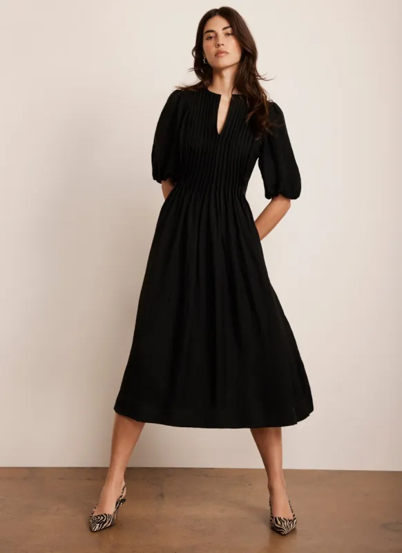 Black Puff Sleeve Midi Dress sold by Mint Velvet