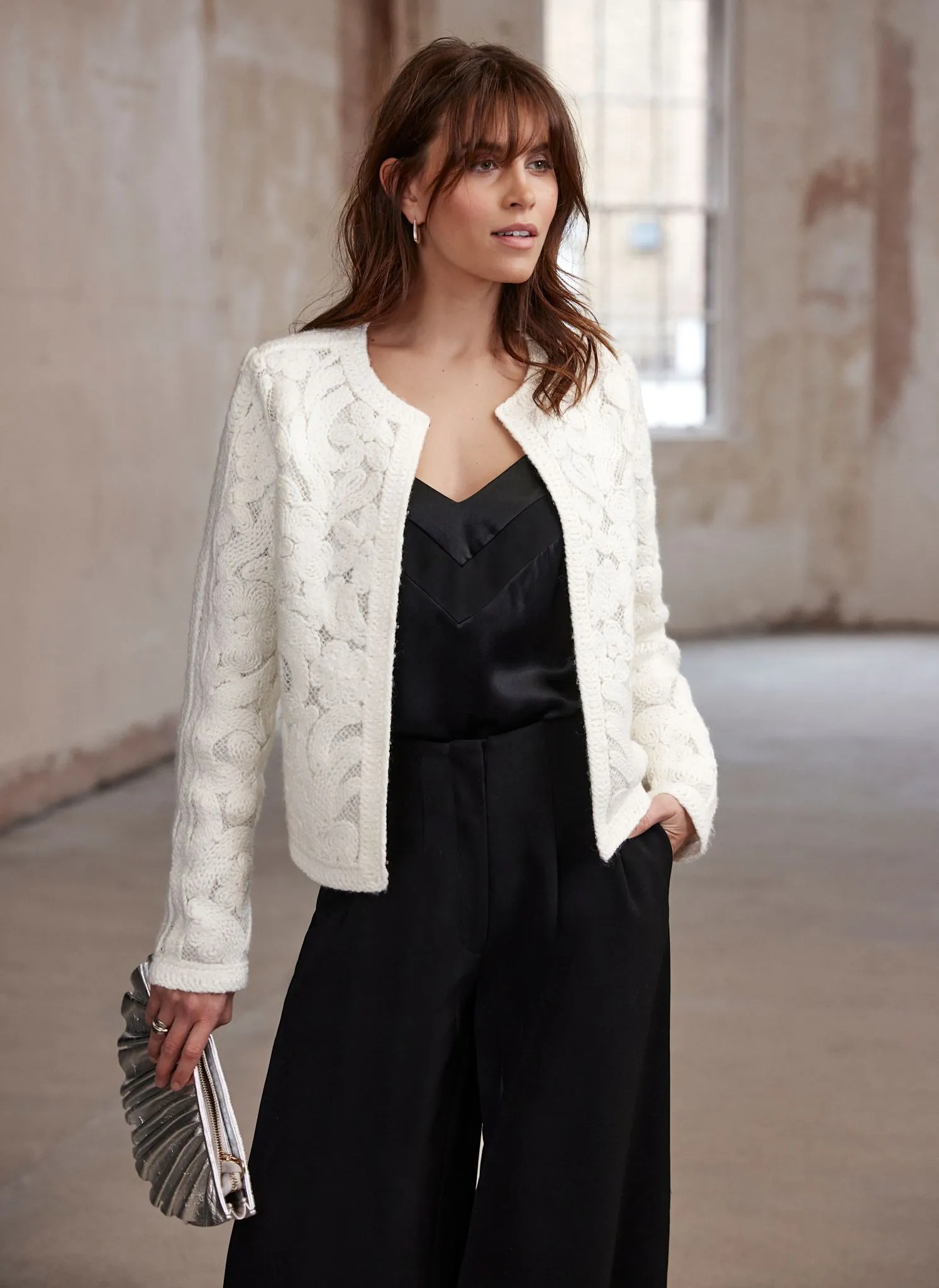 Cream Lace Knit Jacket sold by Mint Velvet