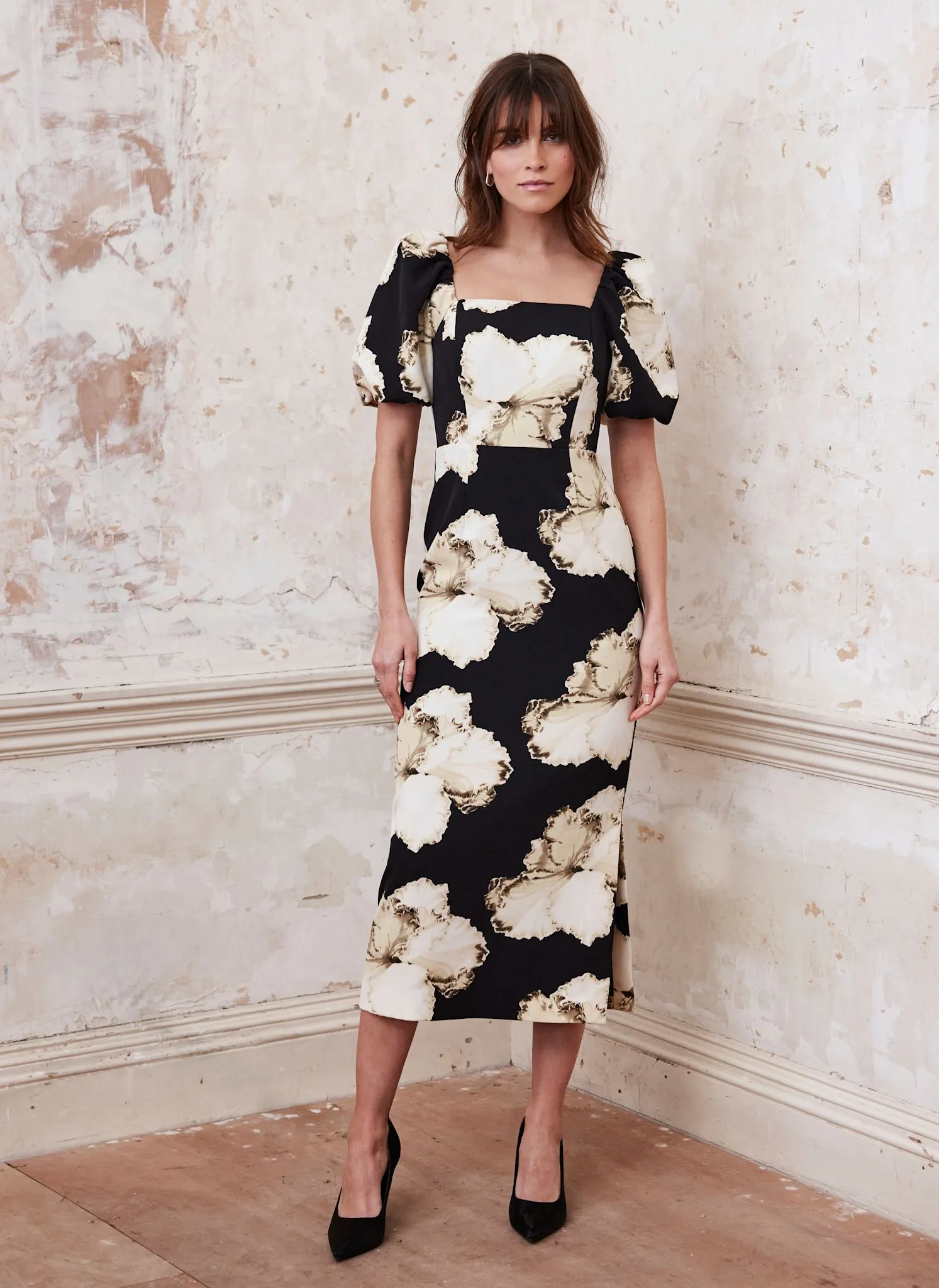 Black Floral Print Midi Dress sold by Mint Velvet product image thumbnail 3