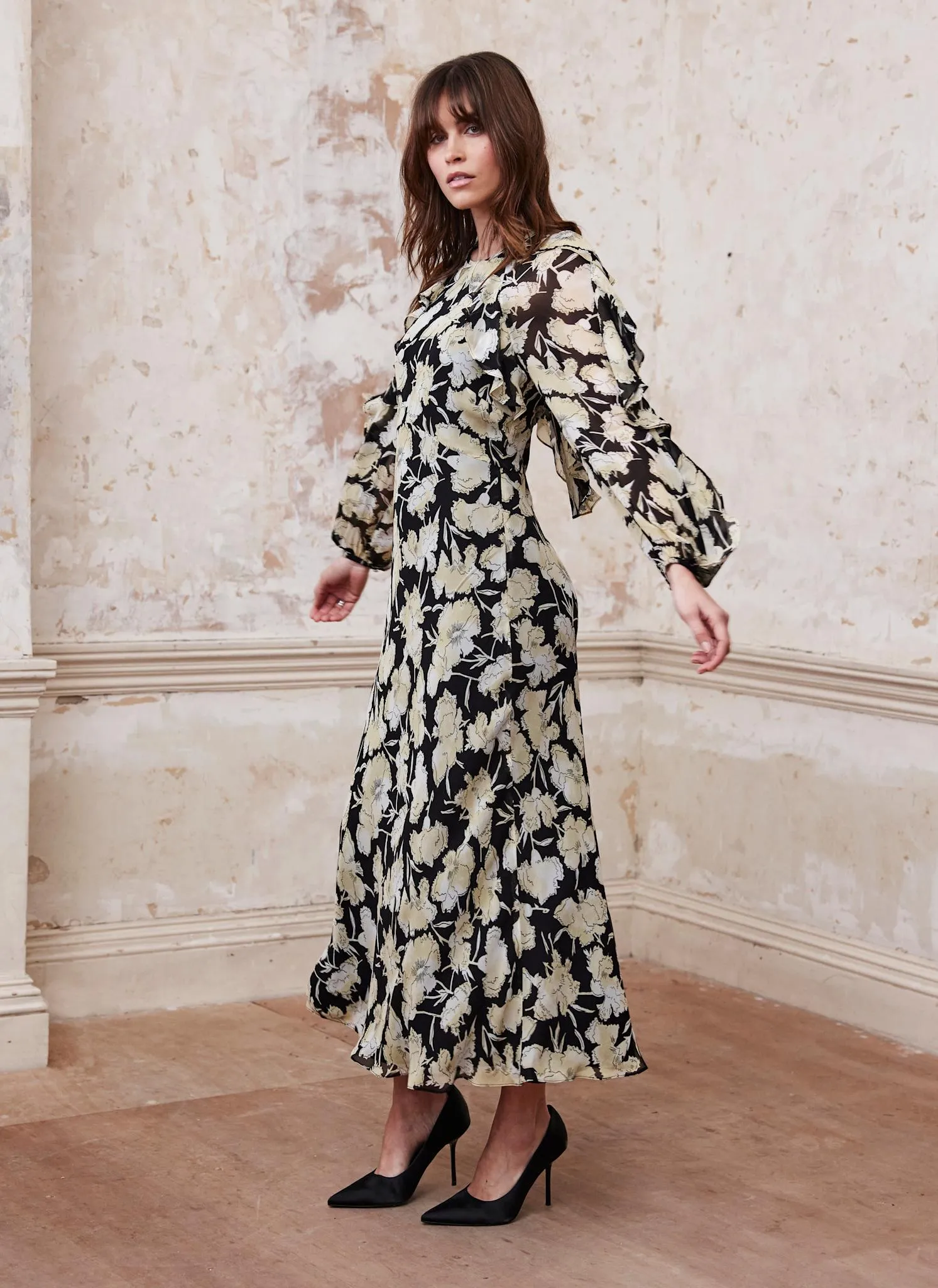 Black Floral Print Maxi Dress sold by Mint Velvet product image thumbnail 3