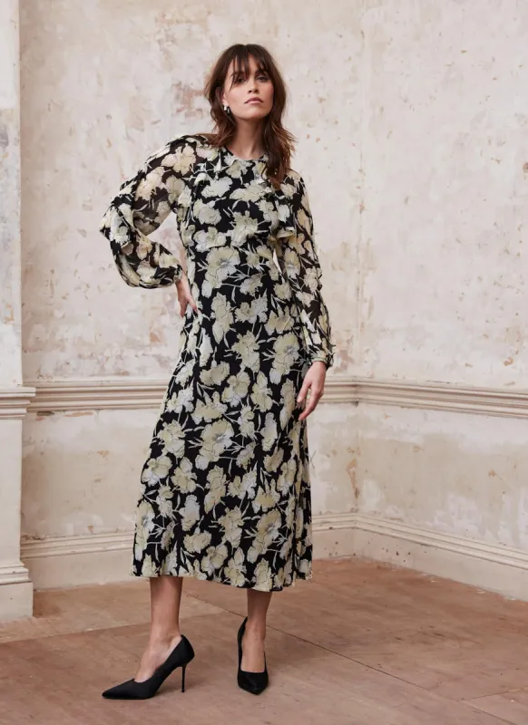 Black Floral Print Maxi Dress sold by Mint Velvet