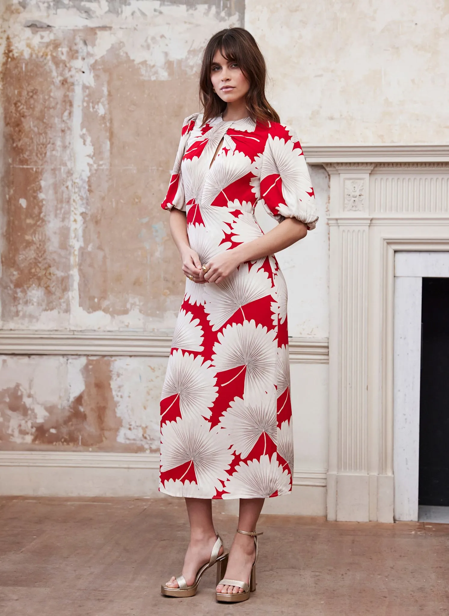 Red Floral Print Midi Dress sold by Mint Velvet product image thumbnail 4