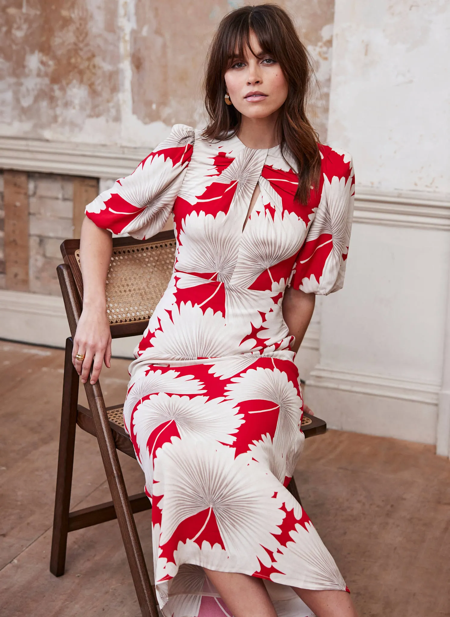 Red Floral Print Midi Dress sold by Mint Velvet product image thumbnail 3