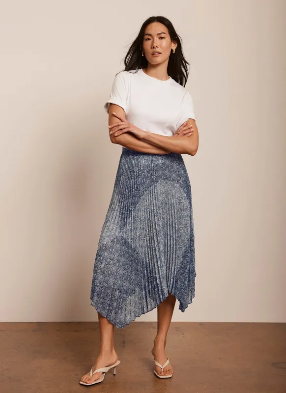 Blue Geometric Print Midi Skirt sold by Mint Velvet