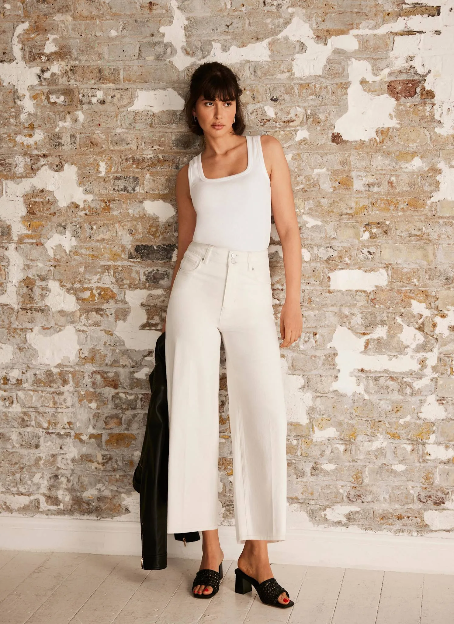 White Cropped Wide Jeans sold by Mint Velvet