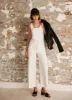 White Cropped Wide Jeans sold by Mint Velvet
